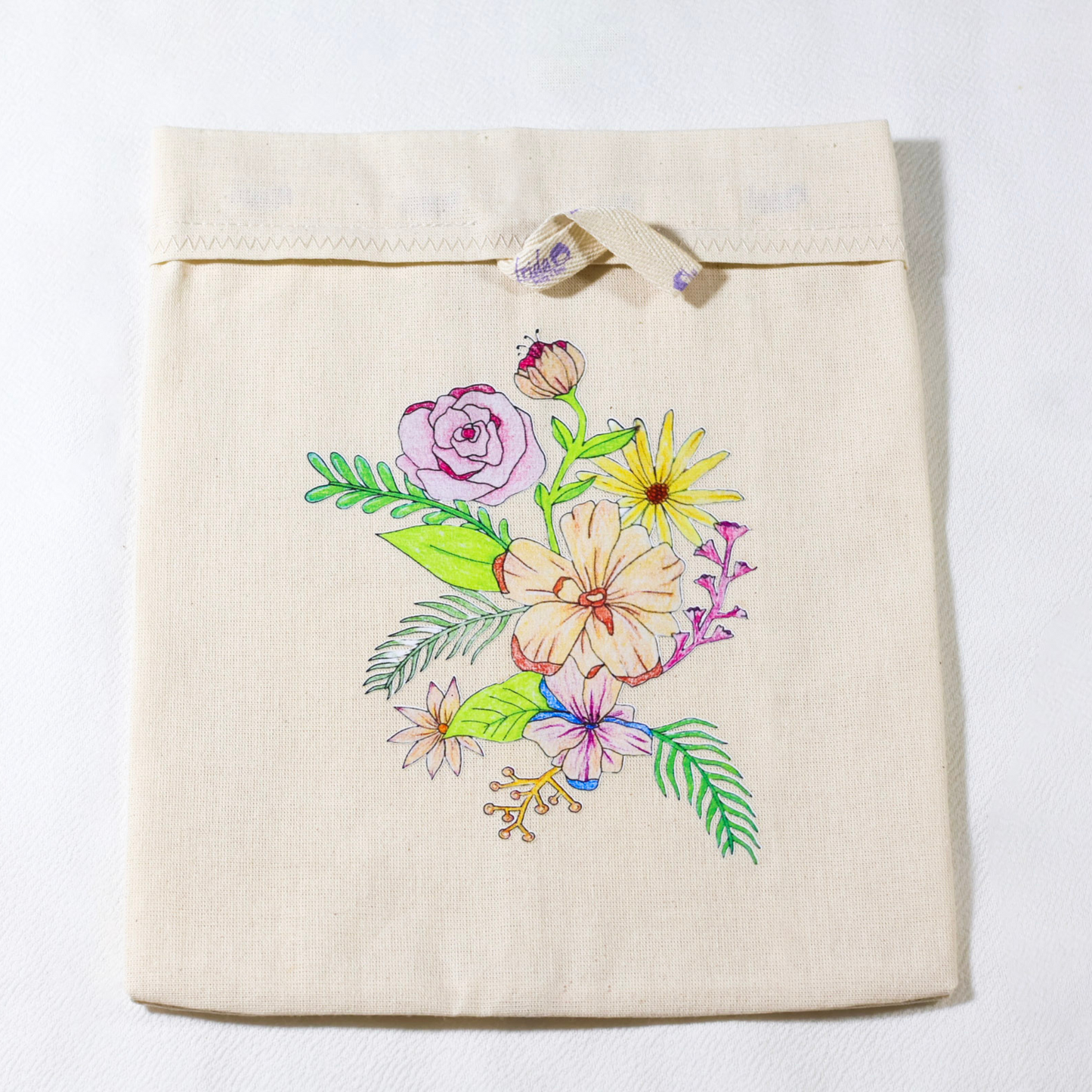 Cojin Cervical + Bolsita Contenedora Mariposas/Flores