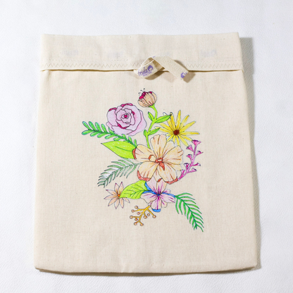 Cojín Lumbar + Bolsita Contenedora Mariposas/Flores