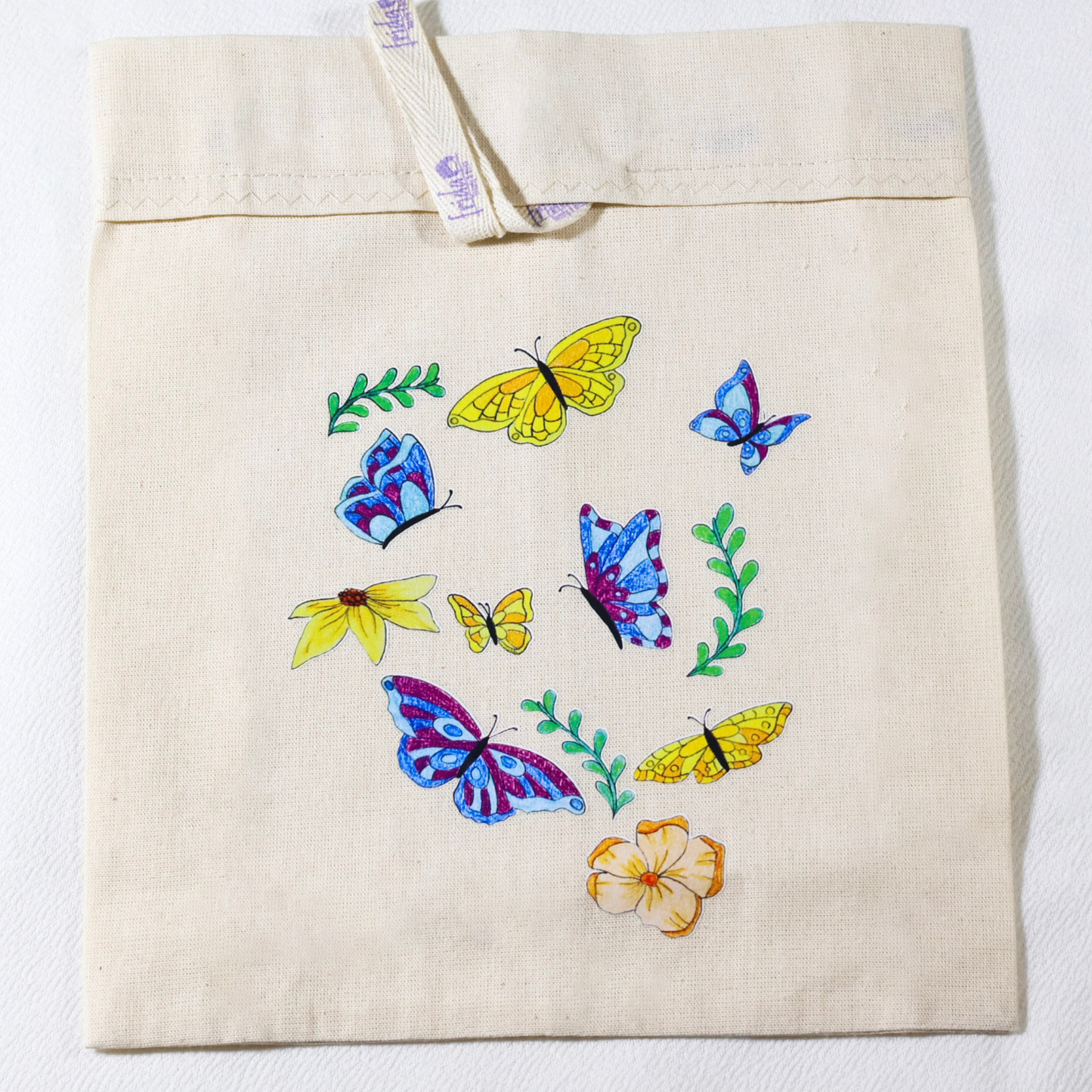 Cojín Lumbar + Bolsita Contenedora Mariposas/Flores